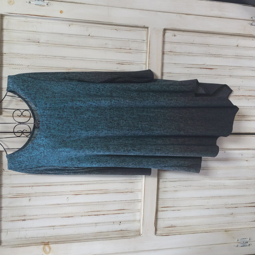 Clara SunWoo, ombre blue and black asymmetrical tunic. Large